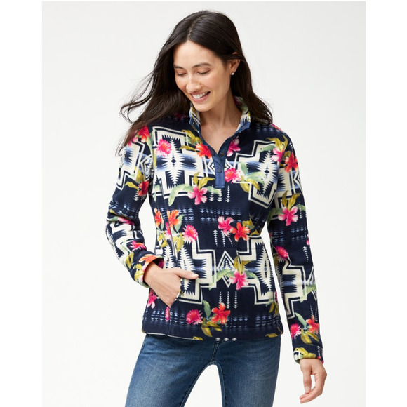 Tommy Bahamas Sweaters - Tommy Bahama x Pendleton Aloha Harding Half-Snap Fleece Sweater Size Small